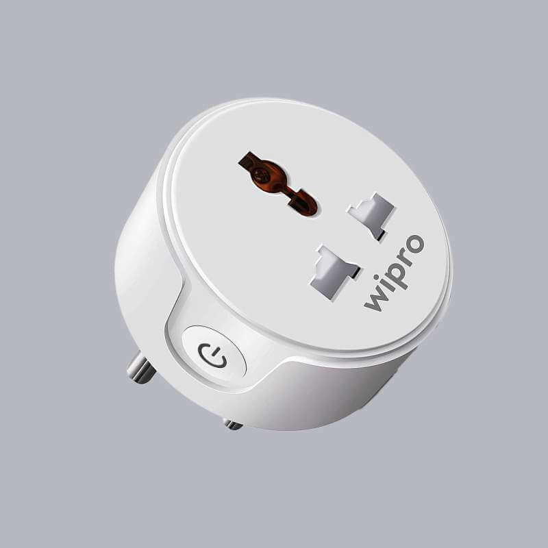 Wipro 10A smart plug for light appliances like lamps and chargers, works with Alexa and Google
